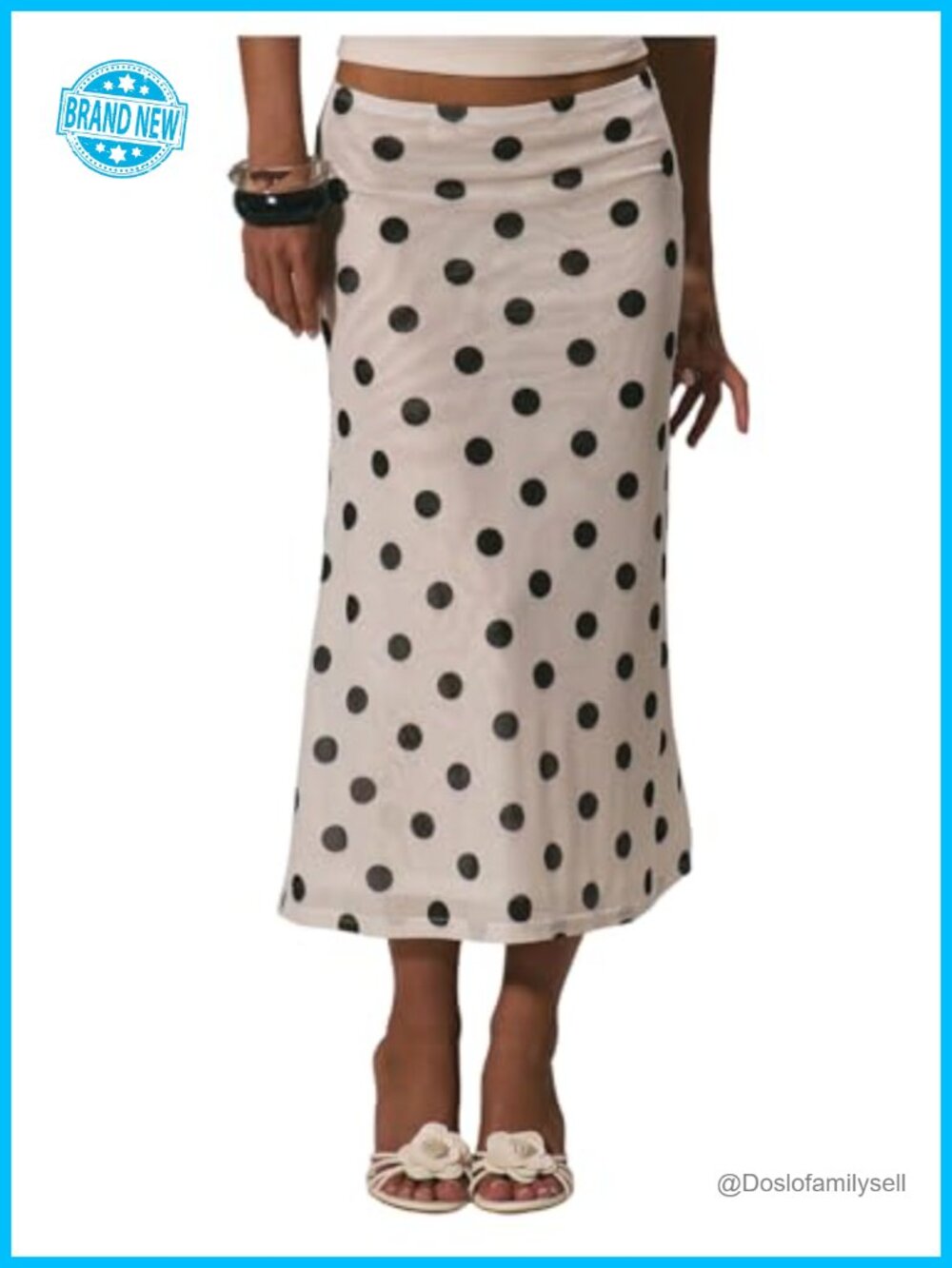 Mesh Flowy Midi Skirt Polka Dots Low Waist Ruffle Summer